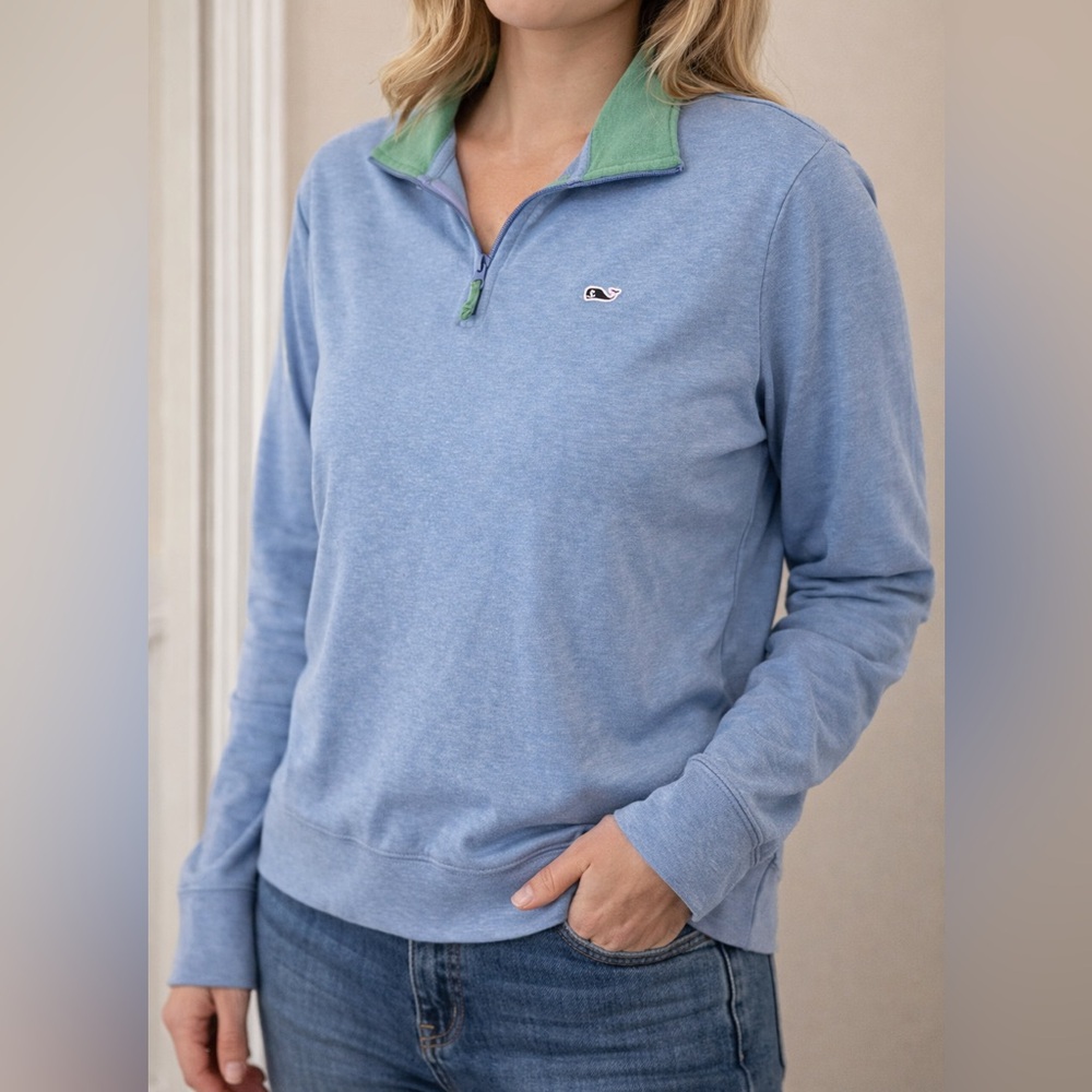 Vineyard Vines Quarter-Zip Pullover Blue Green Collar Size S